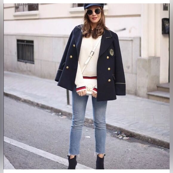 ZARA NAUTICAL BREASTED COAT JACKET NWT size M - Picture 3 of 13